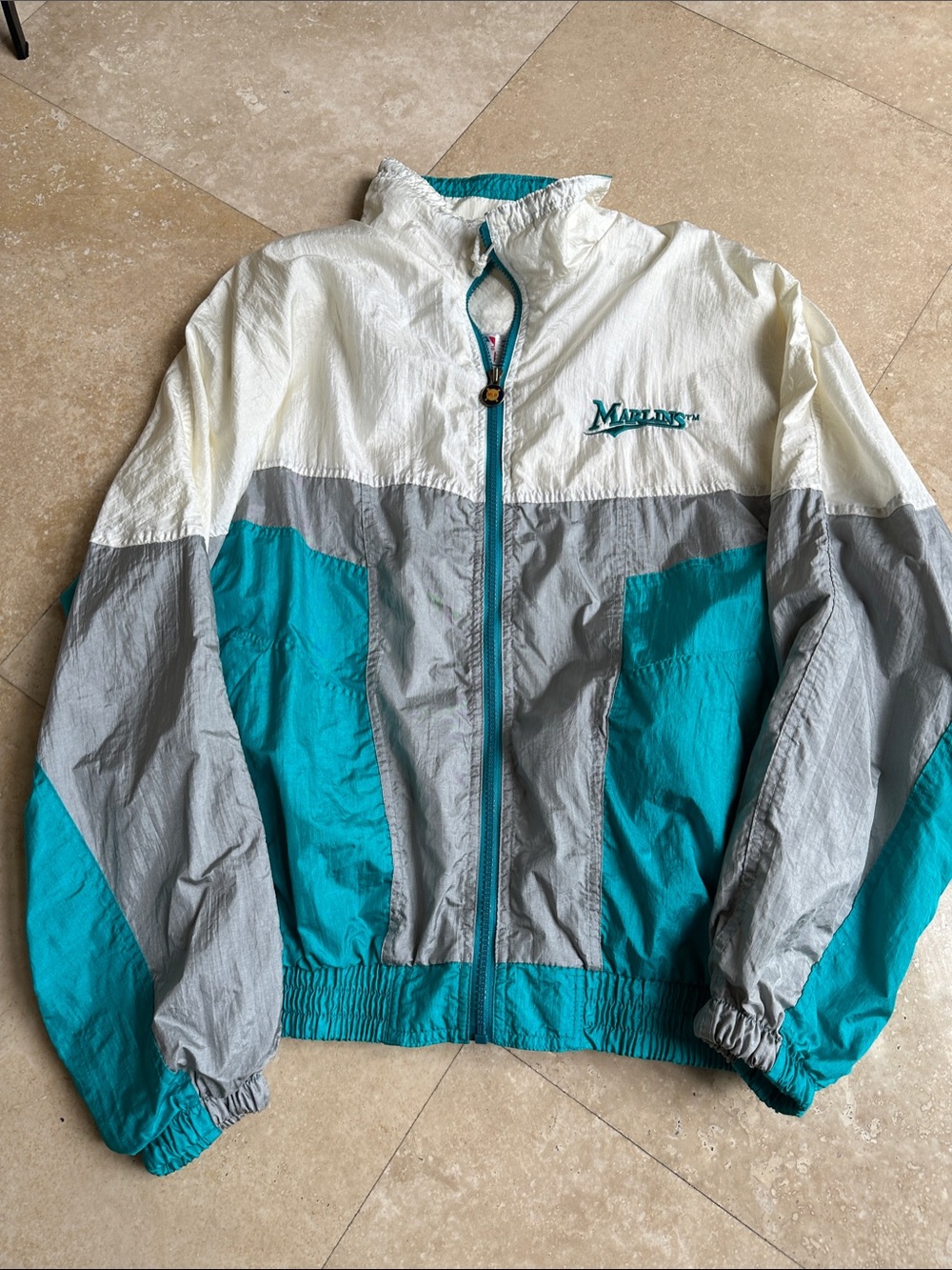Vintage Marlins Teal & Gray Windbreaker Jacket